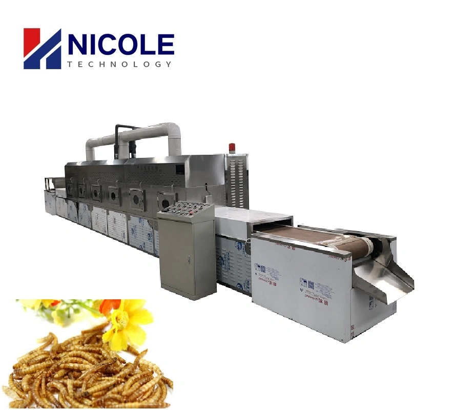 CE Chinese Supplier PLC Control Conveyor Tenebrio Molitor Customized Equipment Microwave Bsfl Dryer Drying Sterilization Machine