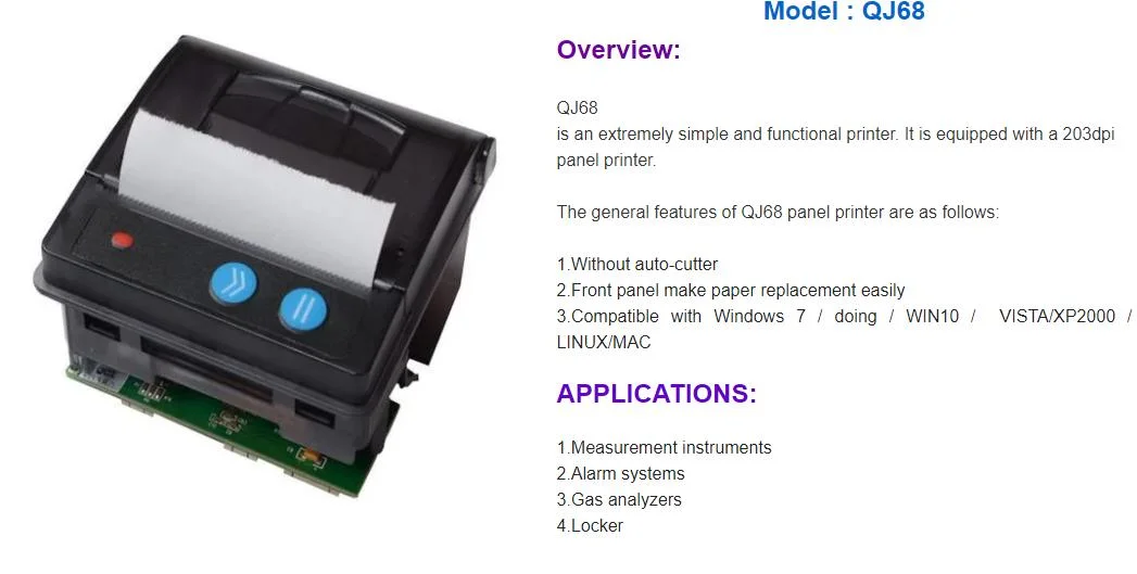 2 Inch 58mm Panel Printer Without Auto-cutter Kiosk POS Thermal Printer For Kiosk POS Embedded Printer