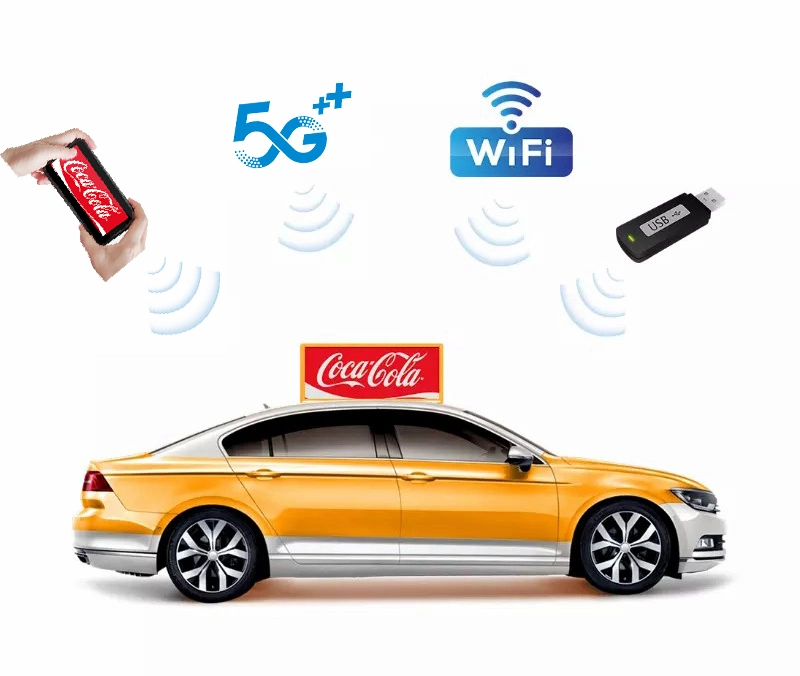 P4 Mobile étanche pleine couleur Outdoor défilement signe de panneaux de toit de voiture 4G le contrôle WiFi haut de taxi de l'écran LED pour la publicité
