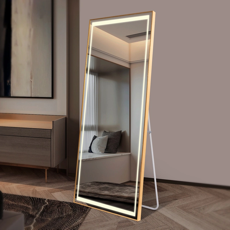 Châssis en aluminium de gros salon de beauté moderne Dressing mobilier miroir mural LED