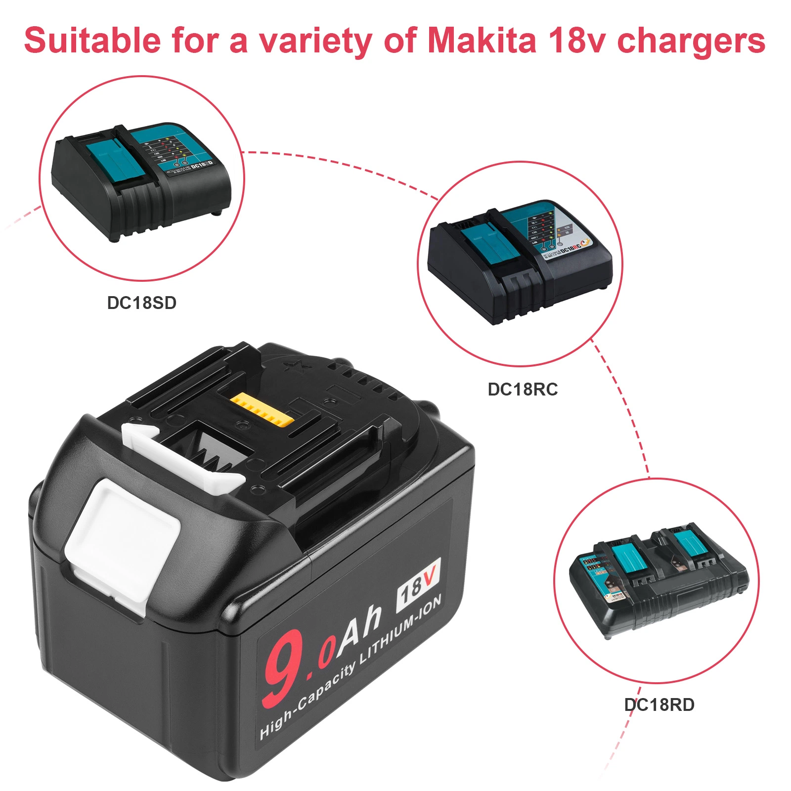 Rechargeable Li-ion Battery for Makita18V 9000mAh Bl1890 Power Tools