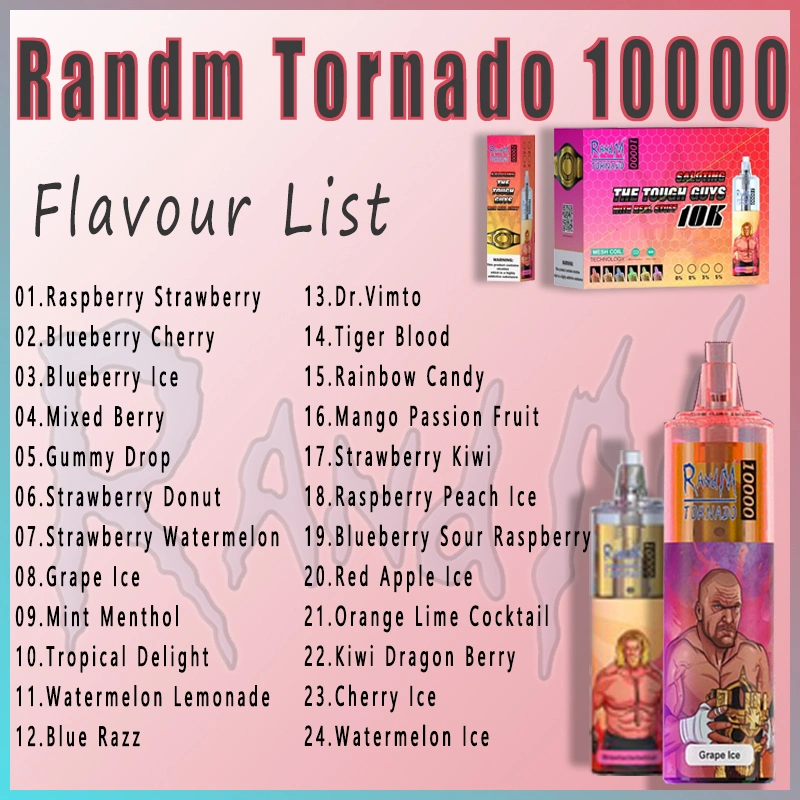 Original Randm Tornado 10000 Puff Disposable/Chargeable E cigarrillos VAPE recarga 0%/2%/3%/5% E-Liquild 20ml Puff 10000