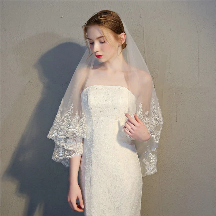 Combinaison double Exquisite Sequined dentelle Robe de mariage Accessoires de robe de mariage