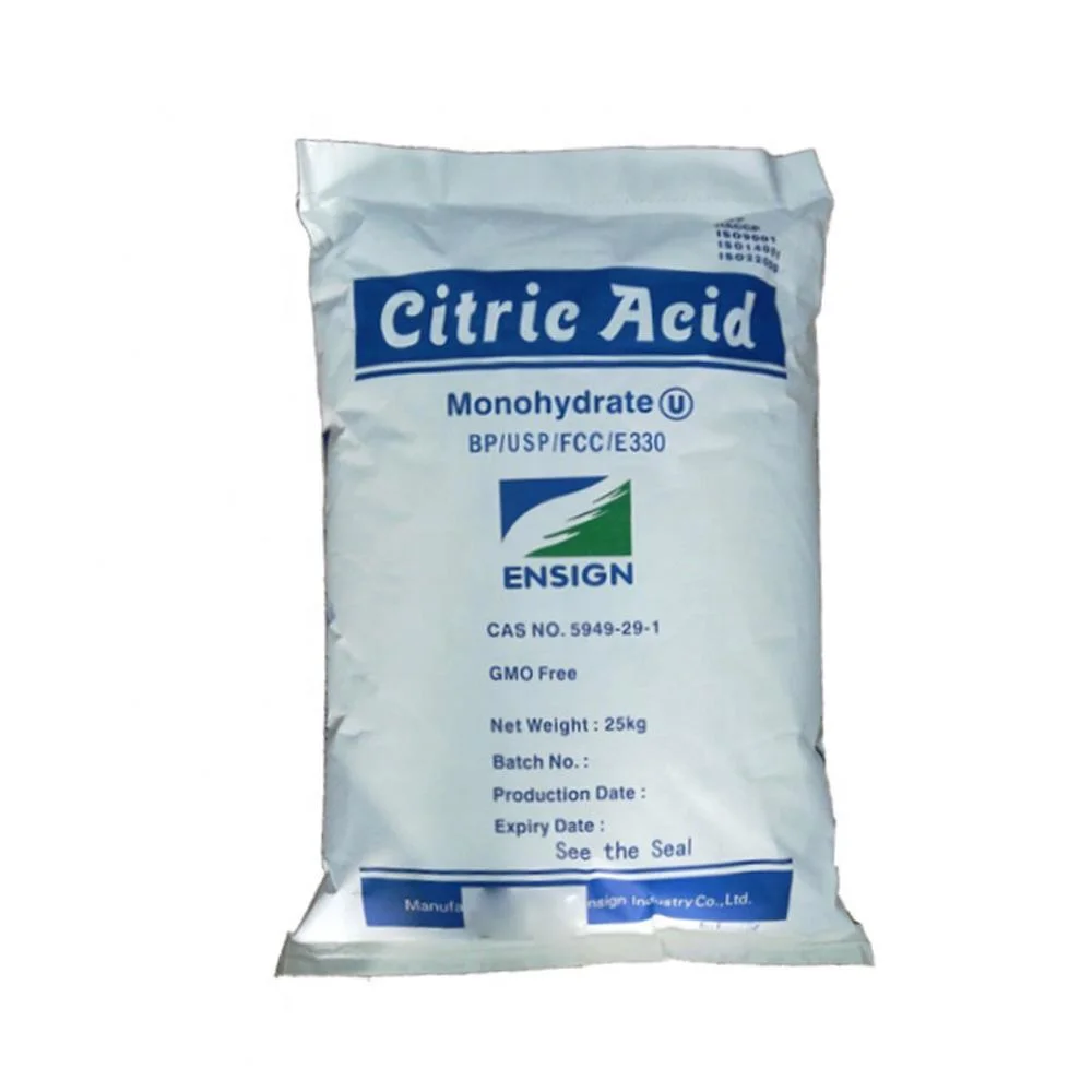 Fine poudre cristalline de grade alimentaire Weifang Ensign marque anhydre Acide citrique monohydraté 30-100mesh