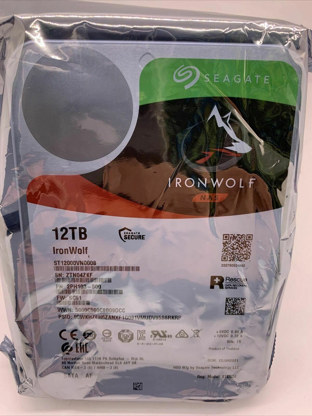 Nas Lobo de hierro de Seagate 12TB de disco duro 256MB a 7200 rpm SATA 3.0 6GB/S de disco duro (ST12000VN0008) SSD/HDD