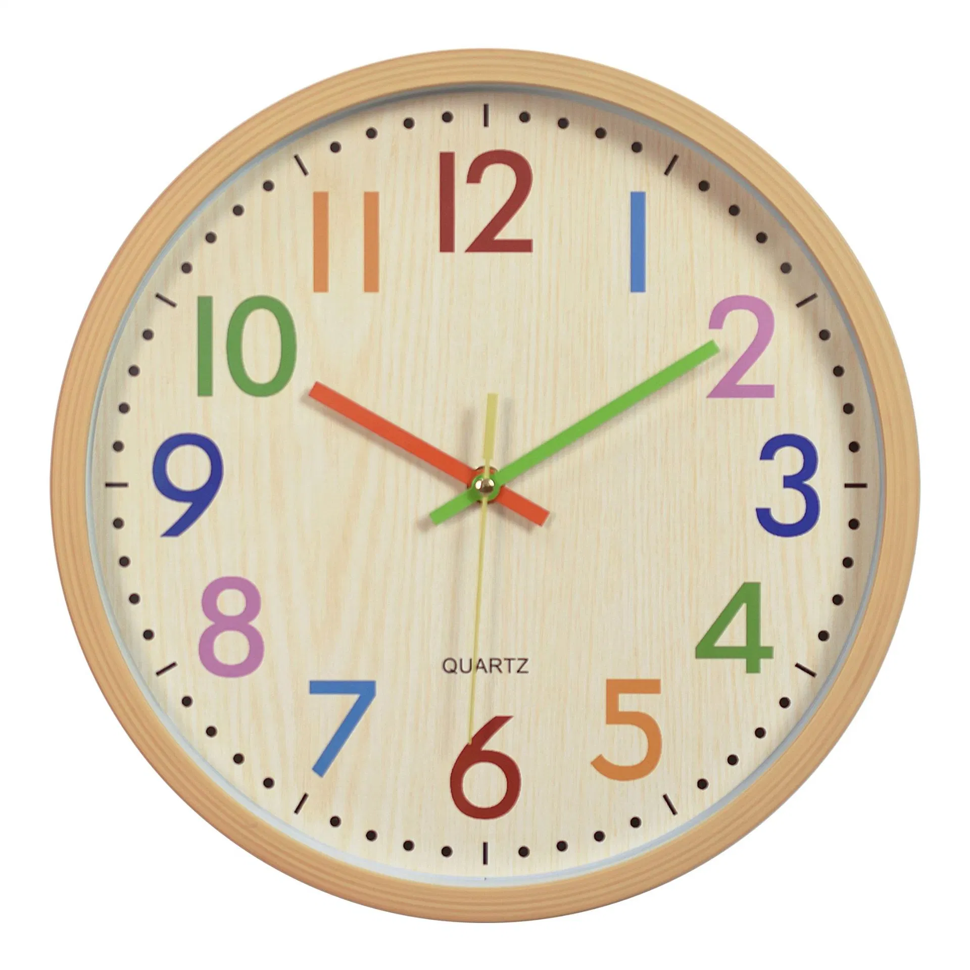 New Novelty Wood Grain Large Quartz Decorative Plastic Non Ticking Wall Clock