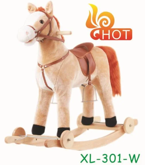 OEM ODM Whosale Kids Children Baby Wooden Ride Plush Rocking Horses Toys