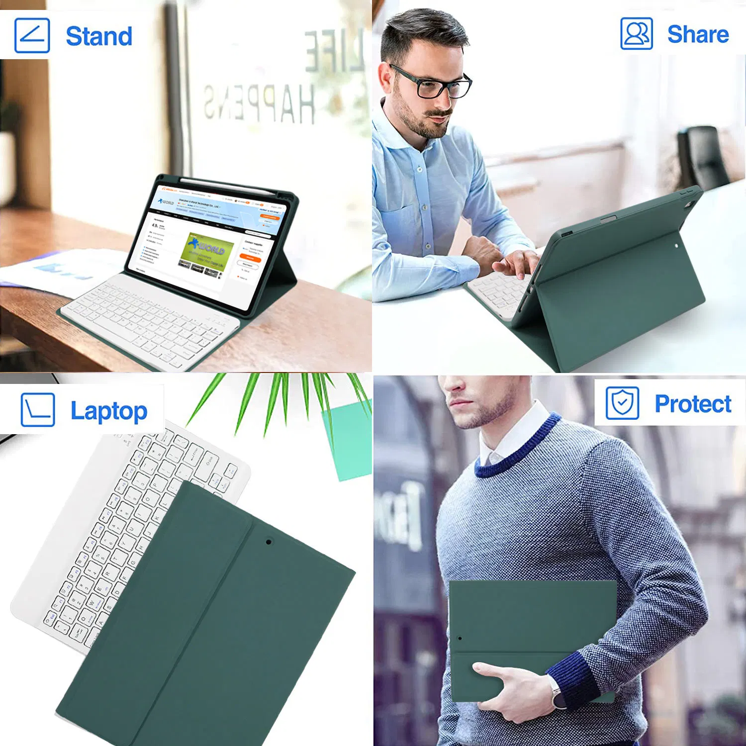 Magnetic Protective Cover Pencil Holder Detachable Wireless Keyboard