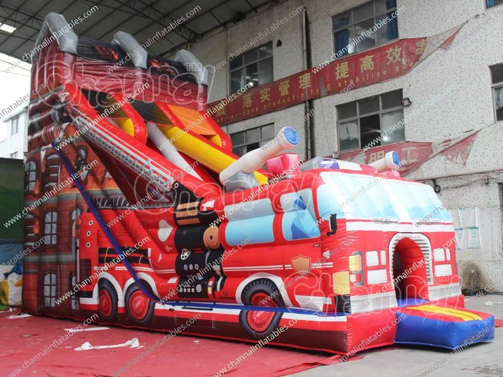 Big Commercial Outdoor Hot Sale Inflatable Slide Fire Truck Inflatable Slide Chsl765