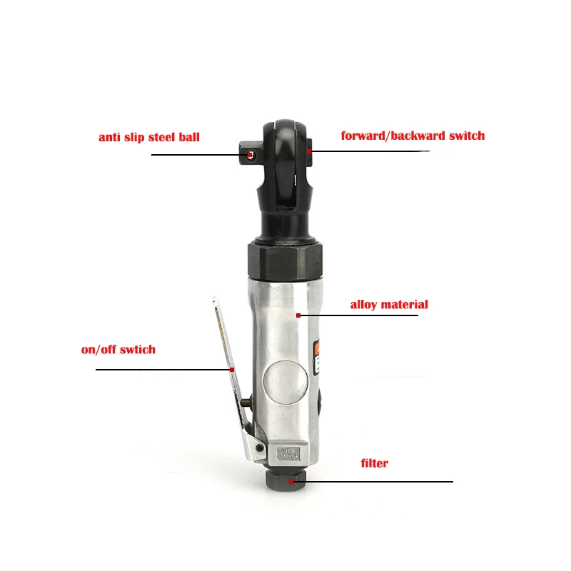 Llave de 3/8 y 1/4 de aire potente Llave de carraca Herramienta neumática de extremo abierto de la llave La llave de aire de cabeza cuadrada