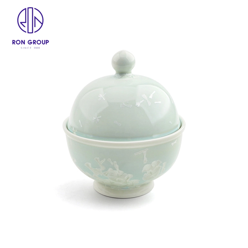 Hot Sales Factory Direct Price Hotel Dinnerware Tableware Green Ceramic 4.5'' Stewed Pot