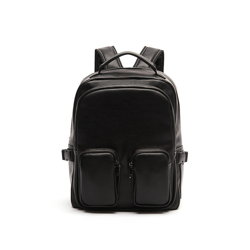 New Designer Simple Solid Color Water Resistant PU Leather Laptop Backpack Outdoor Shopping Travel Backpacks for Unisex School College Students Backpack