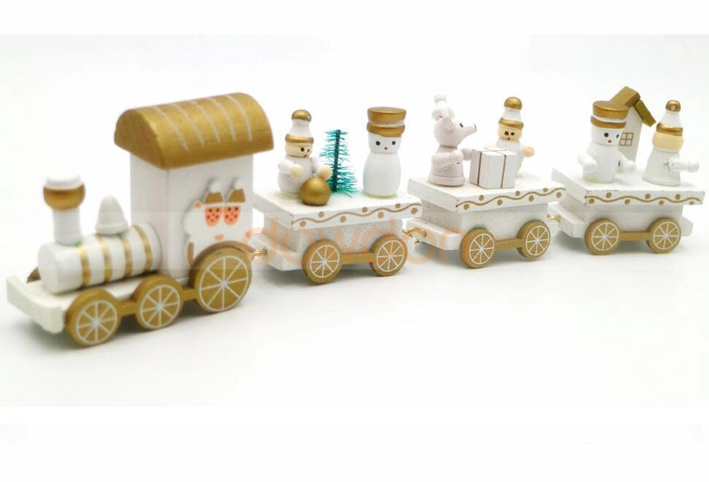 Wood Christmas Train Toy Xmas Gift Mini Tabletop Decoration Gift