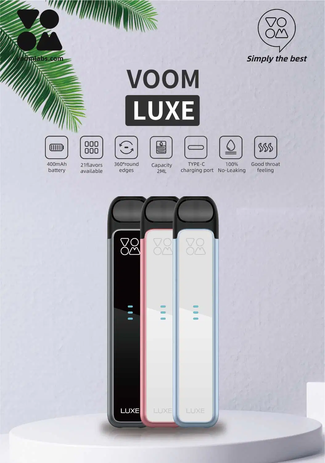 Luxus Mode Accessoires für ein erhöhtes Style Voom Luxe Kit 800-Bläschiger Einweg-Vape