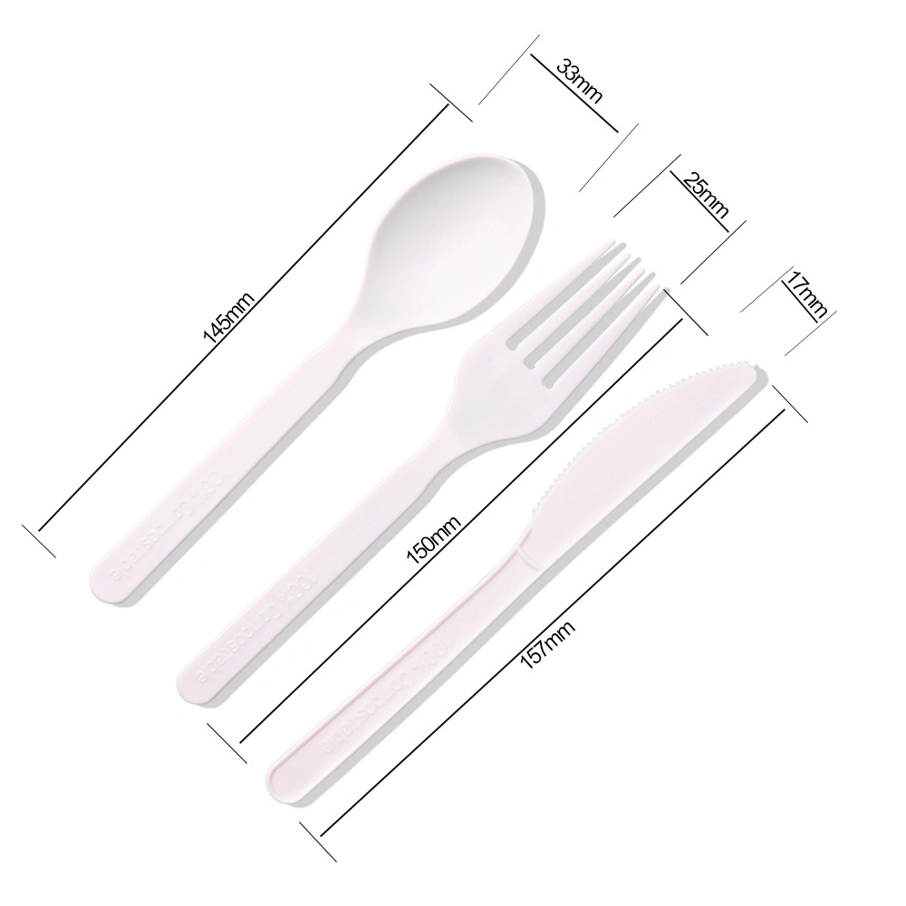 Natural PLA Disposabe Eco Friendly Cutlery Set, Forks Knives and Spoons