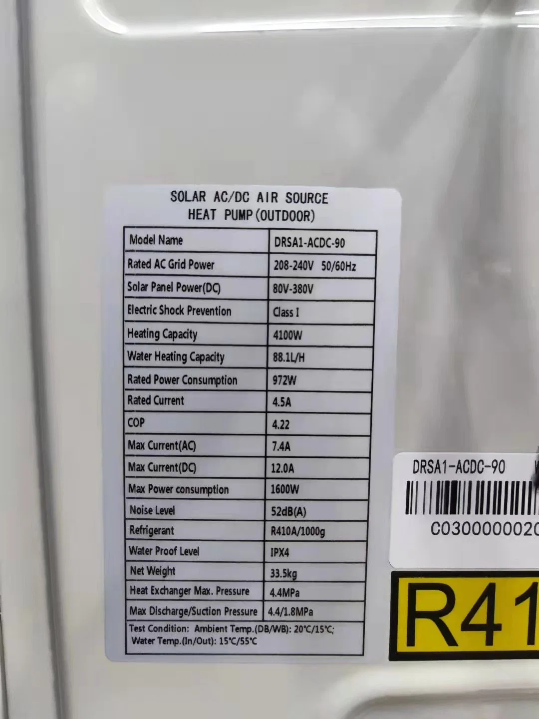 Servicio gratuito de la bomba de calor del agua Agua Bomba de calor solar en la red eléctrica AC/DC el aire caliente de fuente de agua Bomba de calor