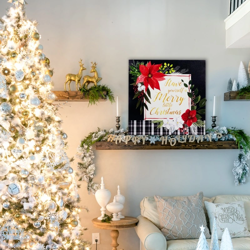 La decoración del hogar feliz Navidad regalos Navidad Gnome Canvas de invierno el arte de pared Imprimir