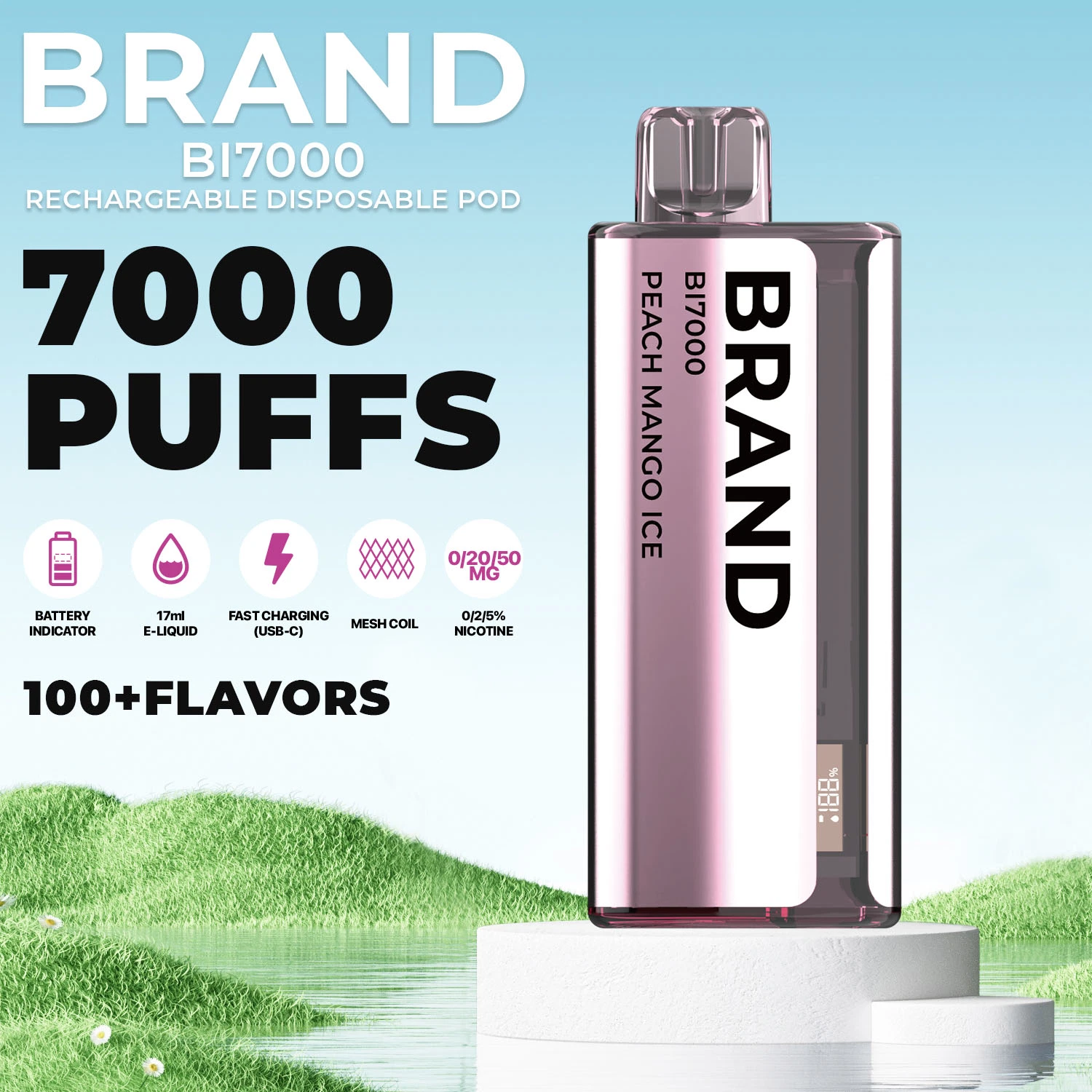 Hidi OEM ODM Private Brand White Label wiederaufladbare 24 Geschmacksrichtungen 7000 Einmal-Puff-Orangensaft Aus Vape