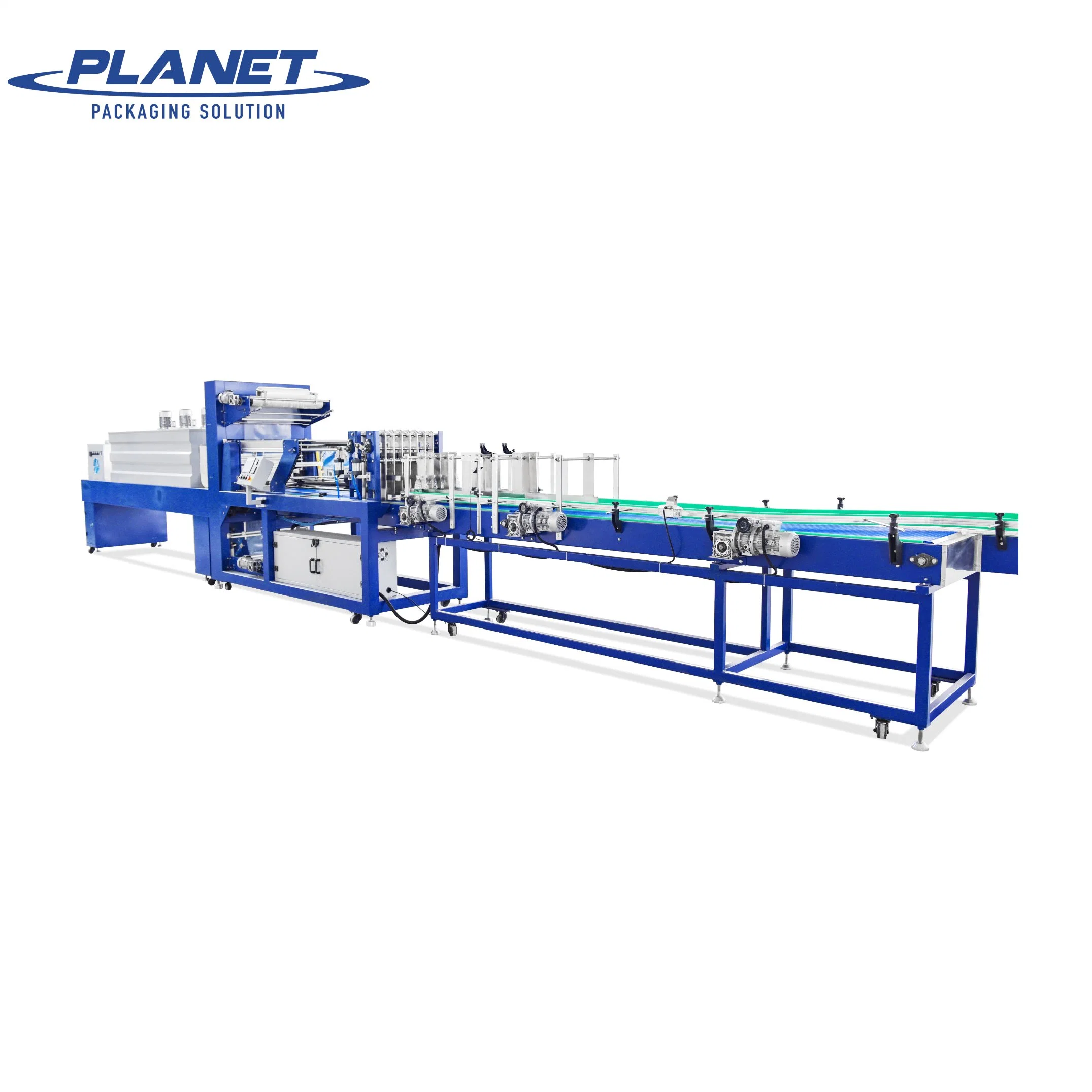 Automatic High Speed Linear Type Pet Glass Bottle Metal Tin Can Heat Tunnel Shrink PE Film Wrapping Machine Packaging Machinery Packing Equipment From China