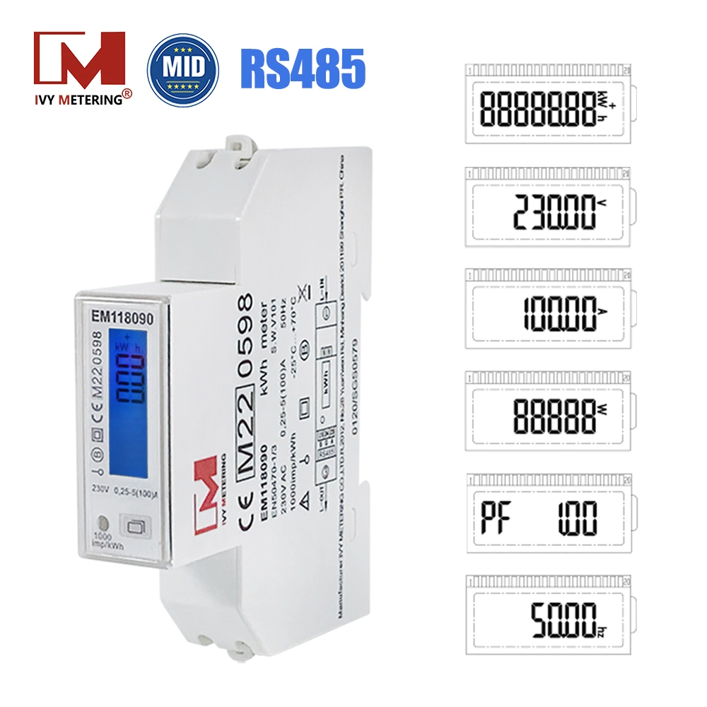 Medidor de energía eléctrica inteligente bidireccional Modbus monofásico MEDIO RS485 Para solución de carga EV