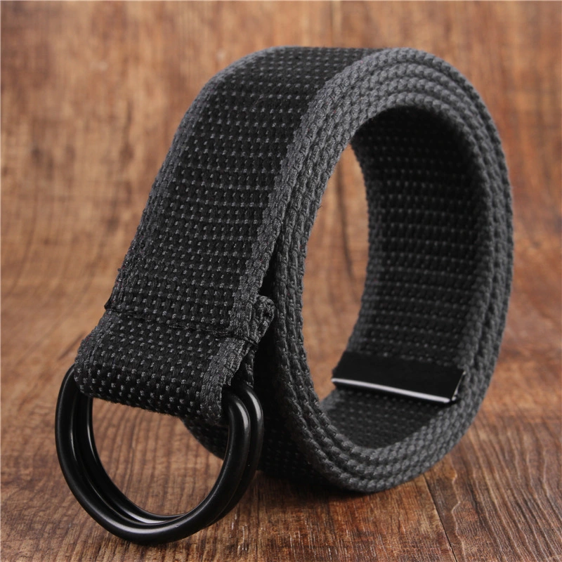 Fashion Solid Canvas Colorful D Ring Buckle Plain Cotton Webbing Belts with Metal Tips