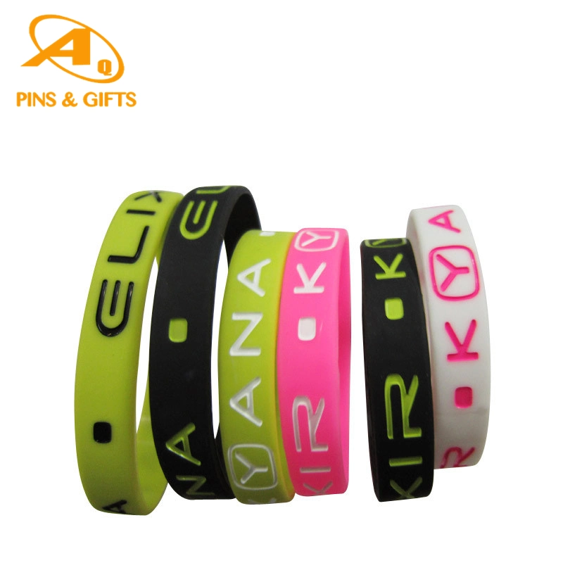 Promotion Custom Code Band Slap Soft Rubber Printed Glow in The Dark Wristband Bracelets with Logo Silicone Mold