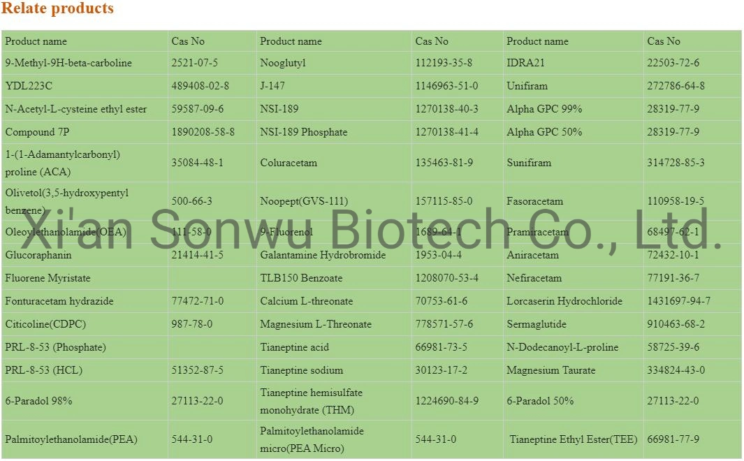 7491-74-9 Sonwu Hot-Selling CEMFA de Nootropics Piracetam