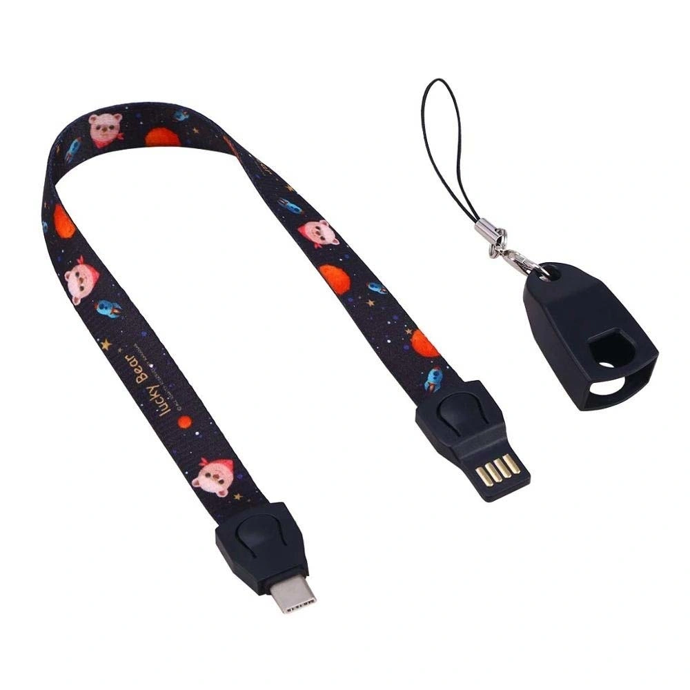 Rt-Mc47 Custom Logo Multifunction Micro USB Charging Lanyard Data Cable