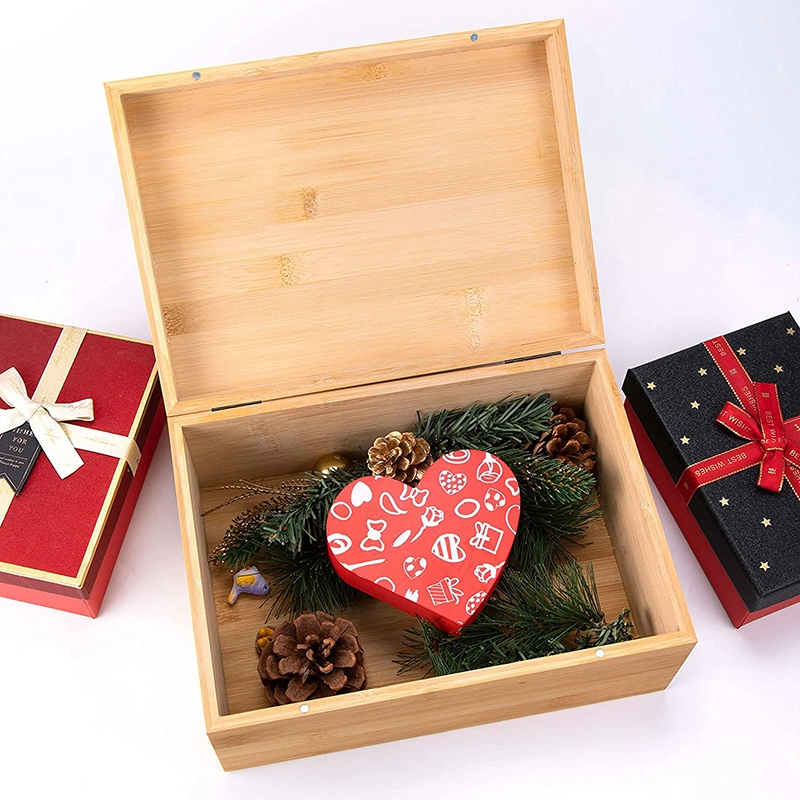 Bamboo Wooden Storage Box Natural Wooden Box for Crafts Decorative Box