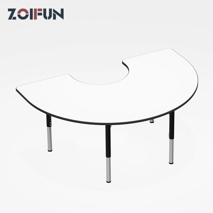 Meeting Office School Adjustable Height Table Desk; Moon Shape China Direct Factory Kid Children Furniture