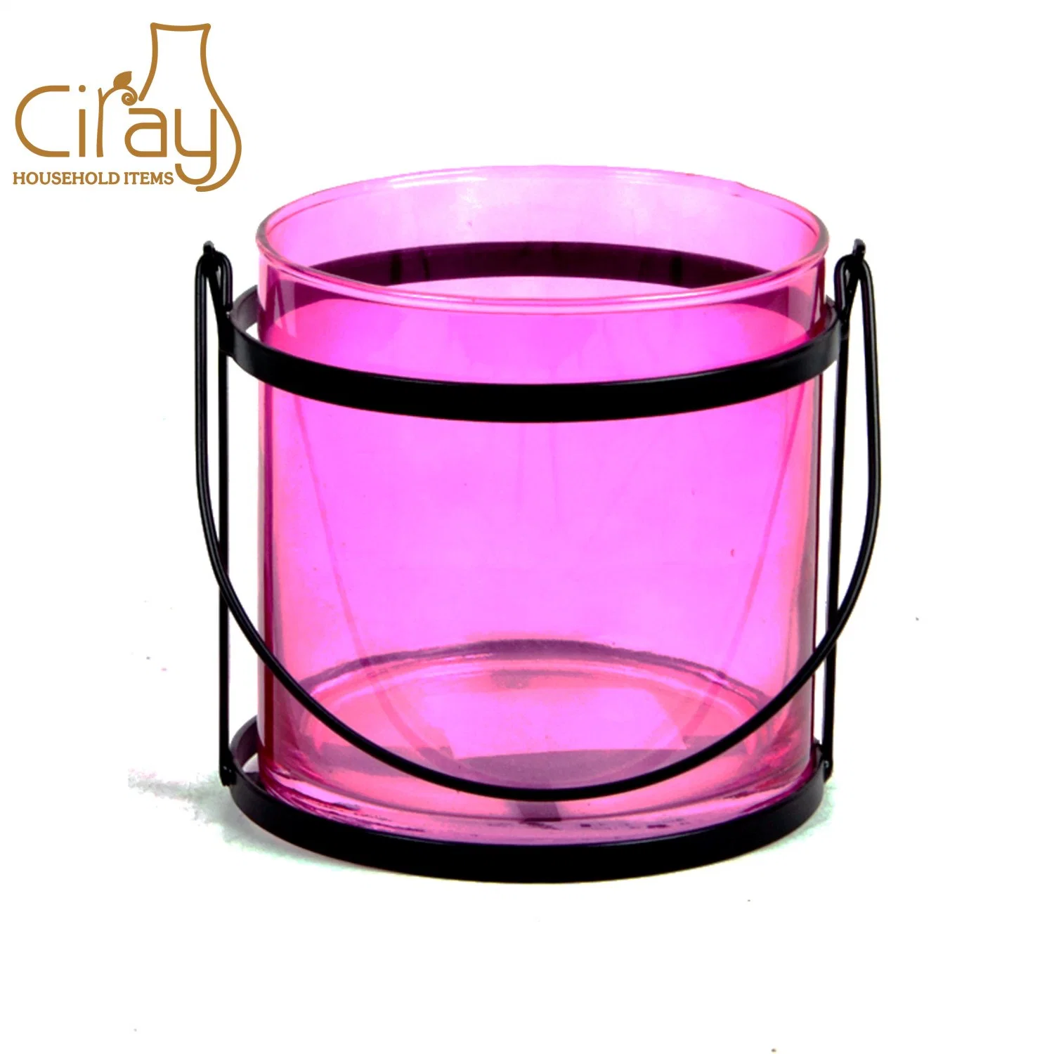 Modern Home Decoration Glass Vase with Metal Stand