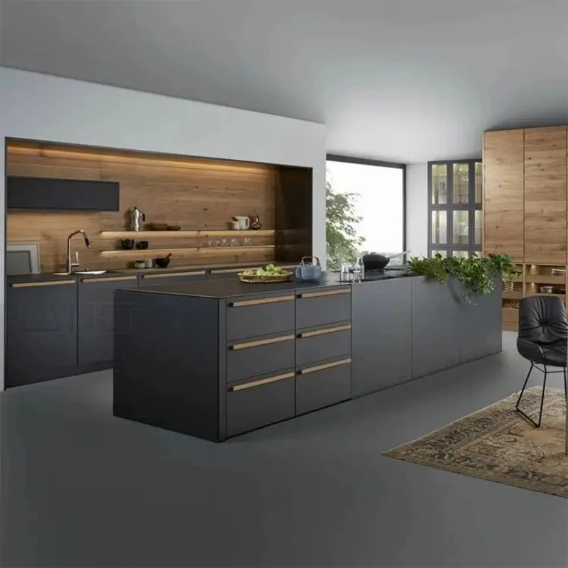 2023 Люкс Modular Kitchen Design Деревянная мебель дверь ПВХ Панельный хозяйственный Wood Wall Оптовая кухонная шкаф