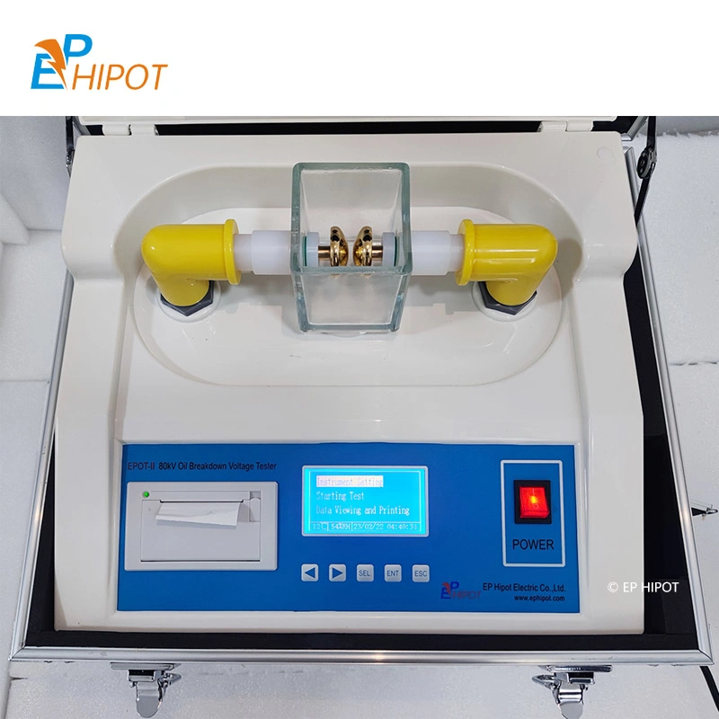 óleo de teste de tensão de corte de óleo portátil de 100 kv, BDV Instrumento de teste