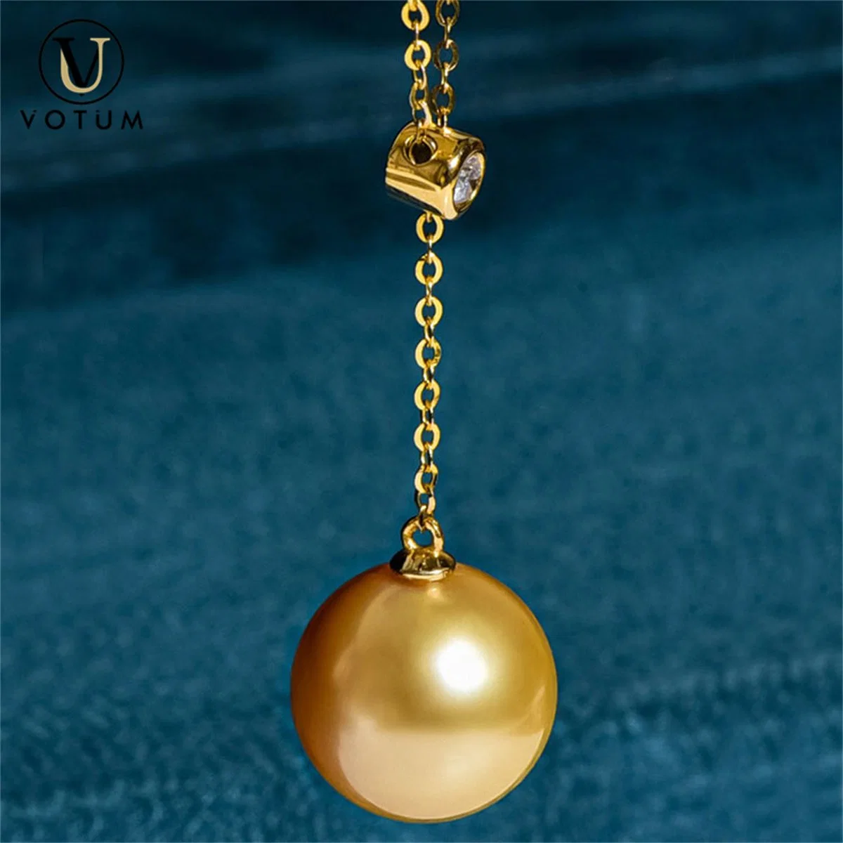 Votum Factory OEM 18K Gold Seawater Golden Pearl Diamond Adjustable Y Shape Necklace Customize Jewelry