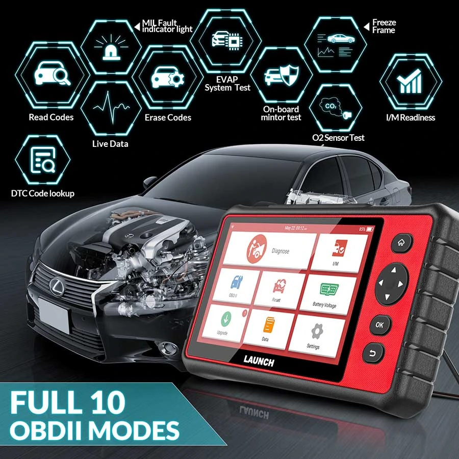 Lanzamiento Crp909e todo el sistema Car OBD2 escáner comprobar OBD II Motor ABS Airbag Body Audio 4WD freno HVAC herramienta de exploración 15 función de servicio