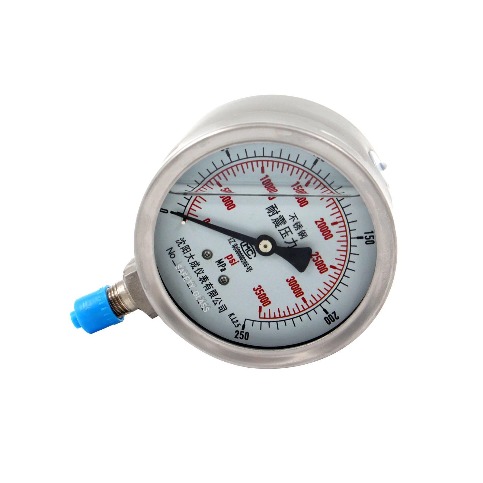 Hot Sells Good Quality 2500bar High Pressure Gauge 250MPa Stainless Steel High Pressure Shockproof Pressure Gauge