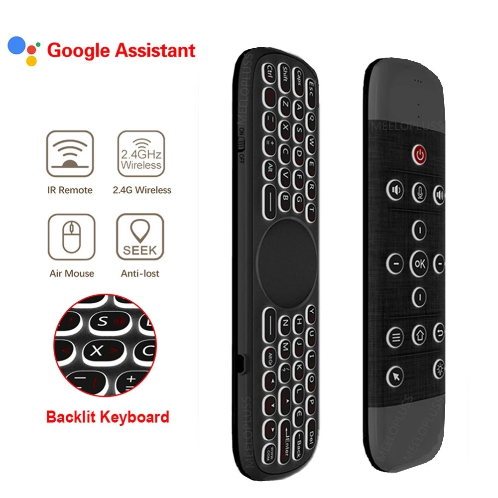 Airmouse 2.4G Wireless Anti Lost Backlit Seek Mini Keyboard Air Mouse W2 PRO Remote Control for Set Top Box