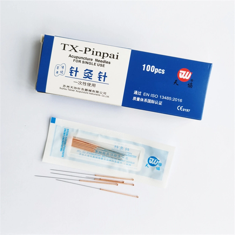 Chinese Disposable 100% Sterile Copper Handle Acupuncture Needles with Plastic Bag Packing