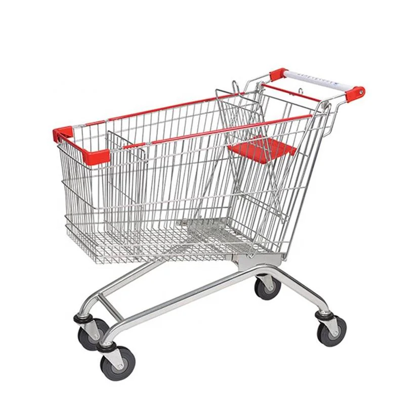 European Style Cart Supermarket Metal Folding Shopping Trolley