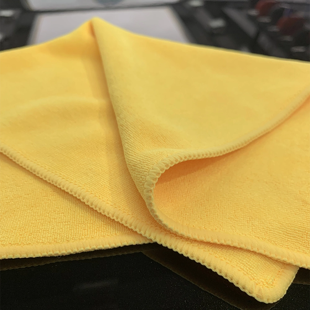 80%Polyester 20%Polyamide Yellow 30X40cm Microfiber Kitchen Household Car Towel, Hand Towel, Glass Dish Tea Towel Cleaning Cloth with Hanging Loop