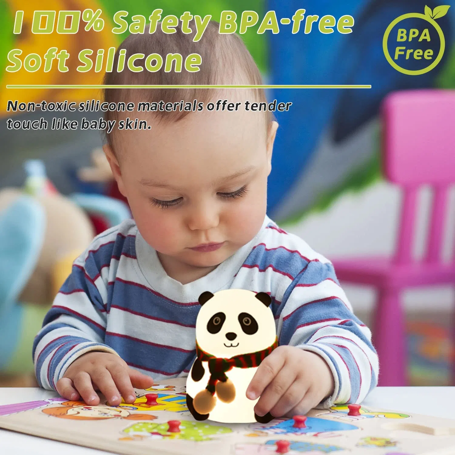 Colorlife Cute Panda Silicone Night Light for Kids Bedroom