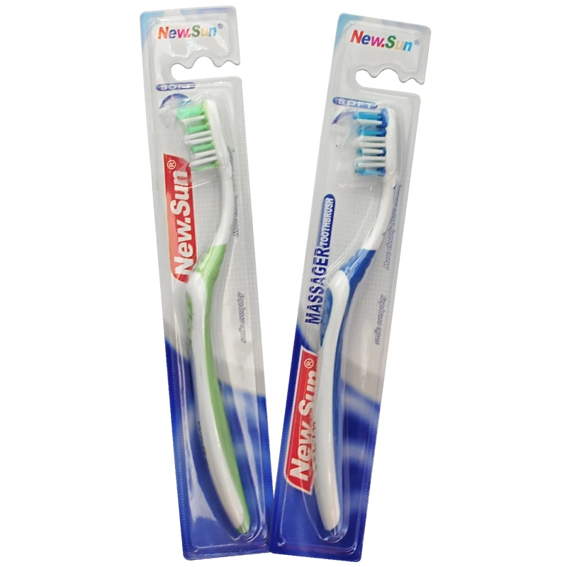 Brosse à dents pour adulte avec dents massage du manche demi-transparent