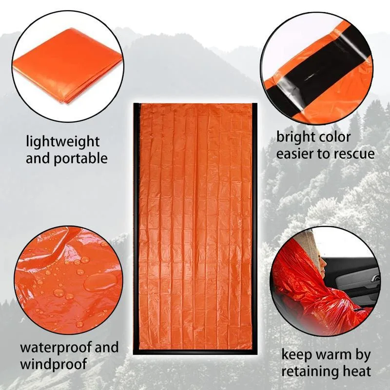 Aluminum Coated PE Emergency Insulation Blanket - Single Person Camping Survival Sleeping Bag