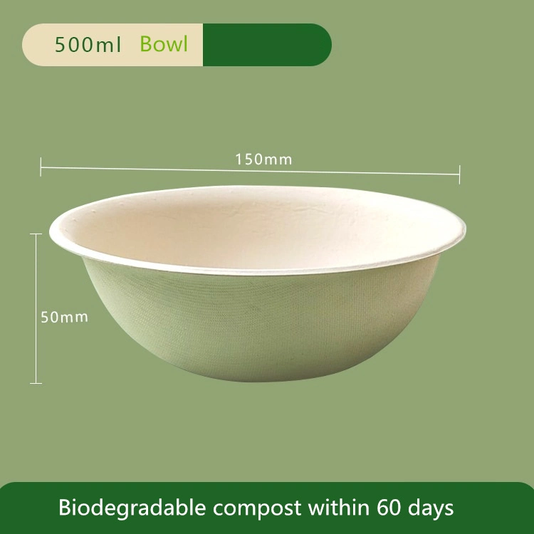 Wholesale Customization Natural Brown Biodegradable 500ml Bamboo Fiber Soup Paper Bowl Disposable Bamboo Fiber Round Bowl