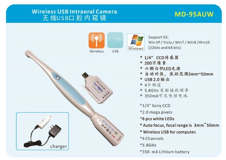 Novo MD950auw Câmara intraoral sem fio portátil recarregável suporta conexão USB