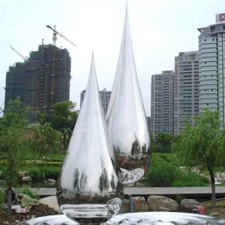 Outdoor Mold Silver Steel Water Drop Fashion Customize Park Garden Statue