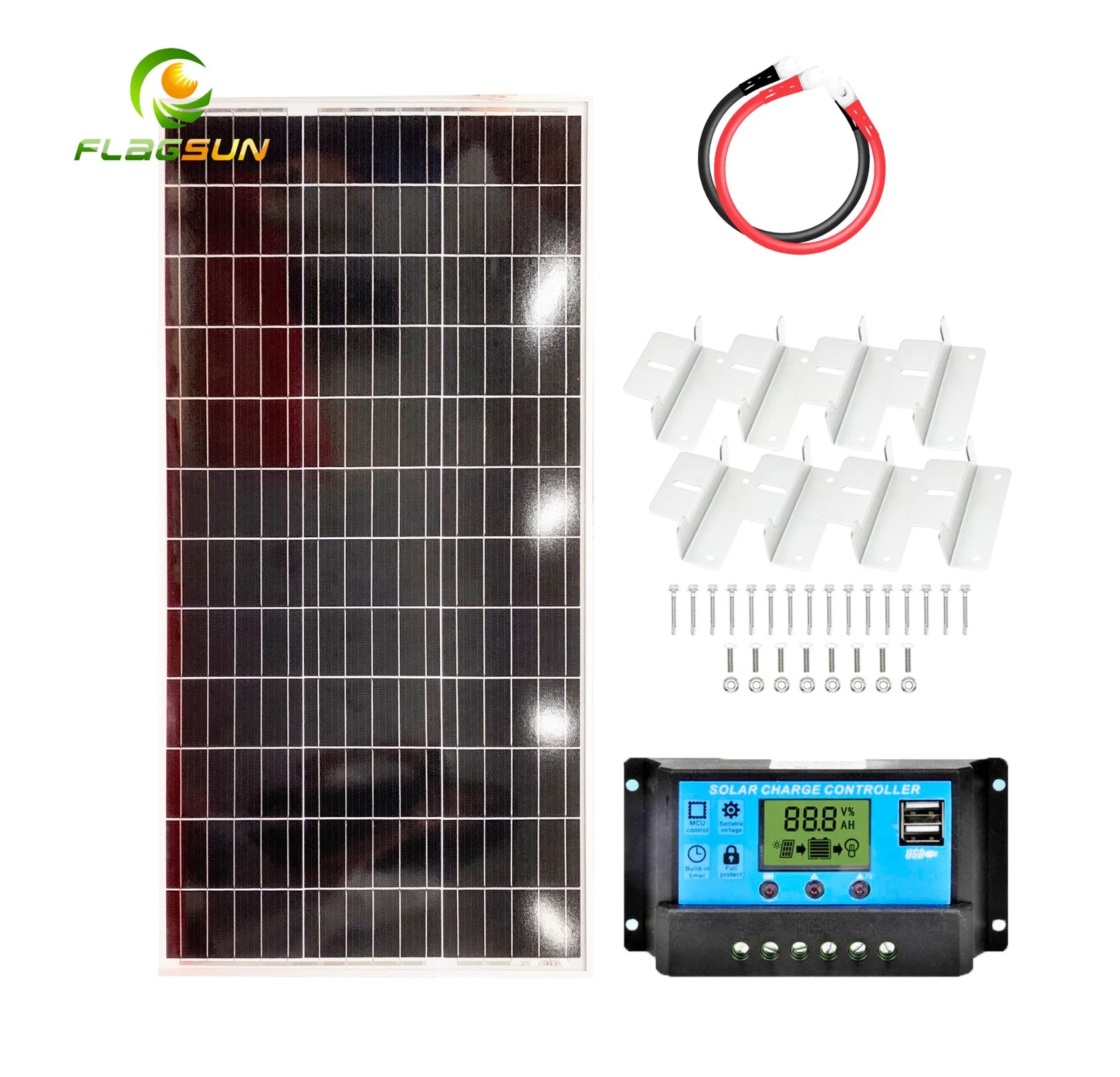 100 Watts 12 Volts Monocrystalline Solar Starter Kit with Solar Charge Controller