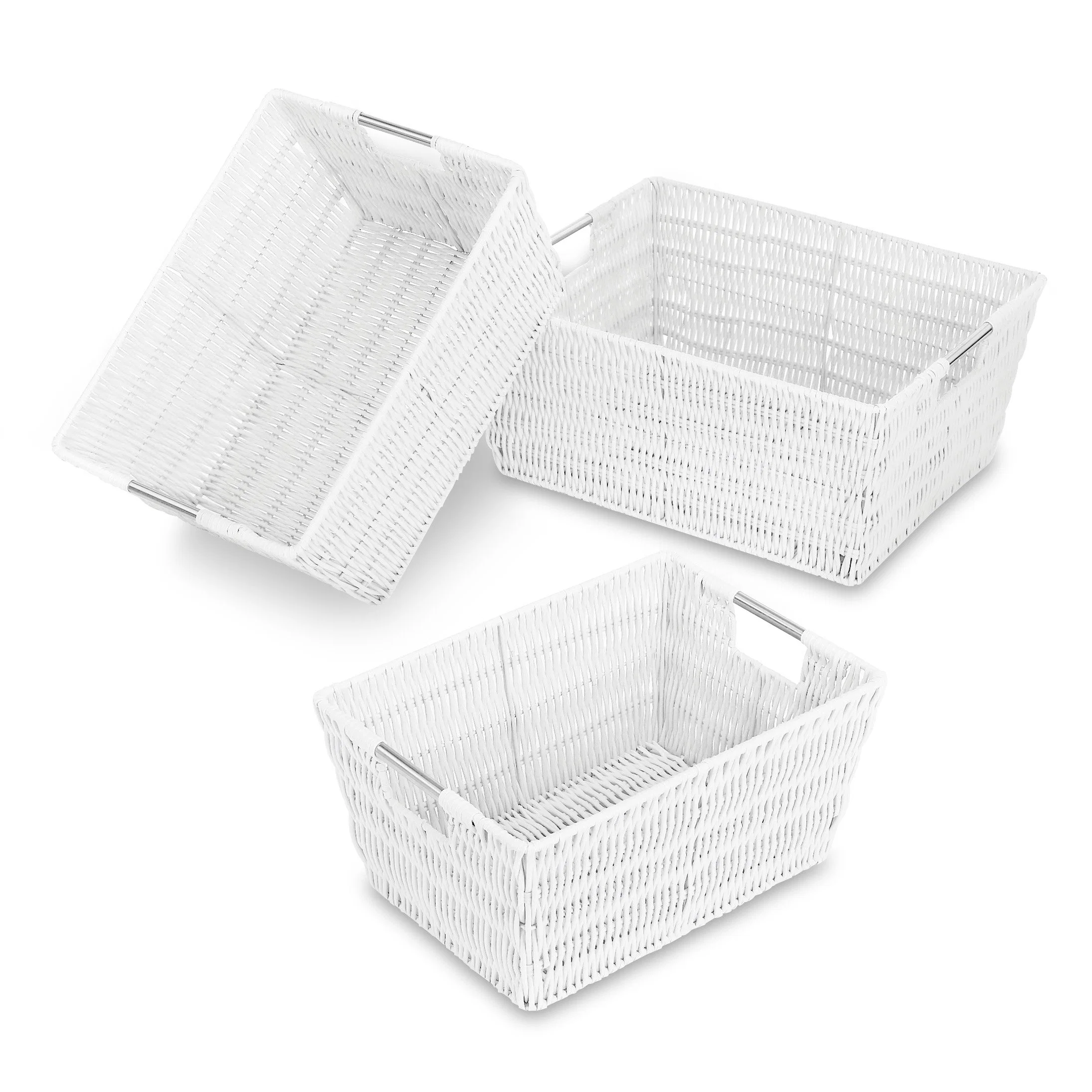 Panier de rangement en rotin en plastique ensemble de 3