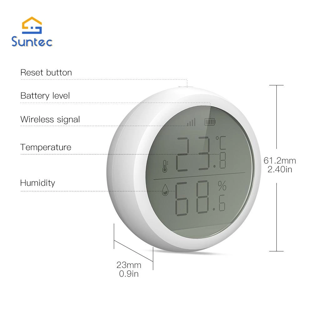 Zigbee Smart Smart Sensor de temperatura y humedad con pantalla LCD Pilas disponibles