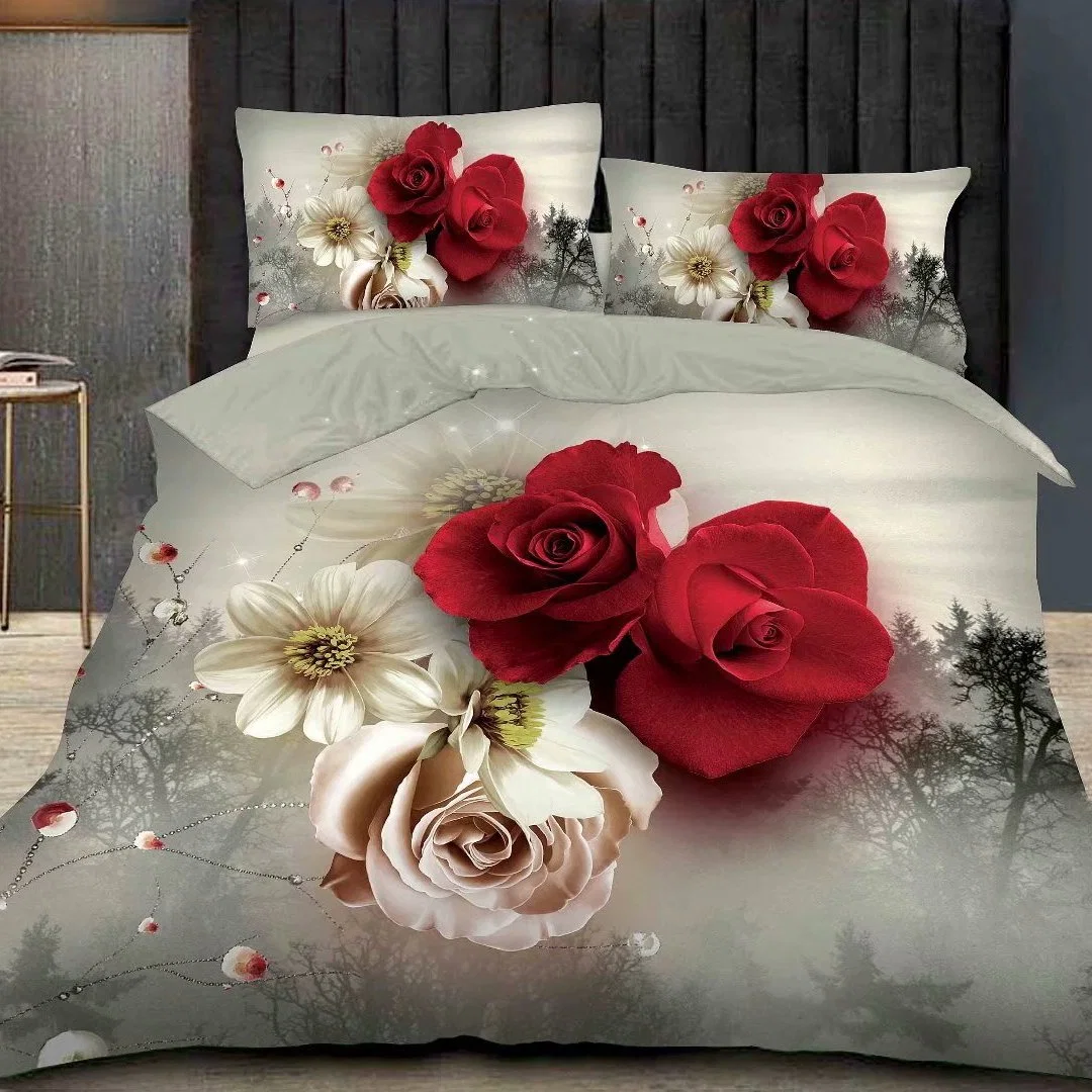 100% Polyester Microfiber Wholesale/Supplier 3D Bedding Set 80GSM- 110 GSM 4-6 Pieces Printed Bed Sheet Set